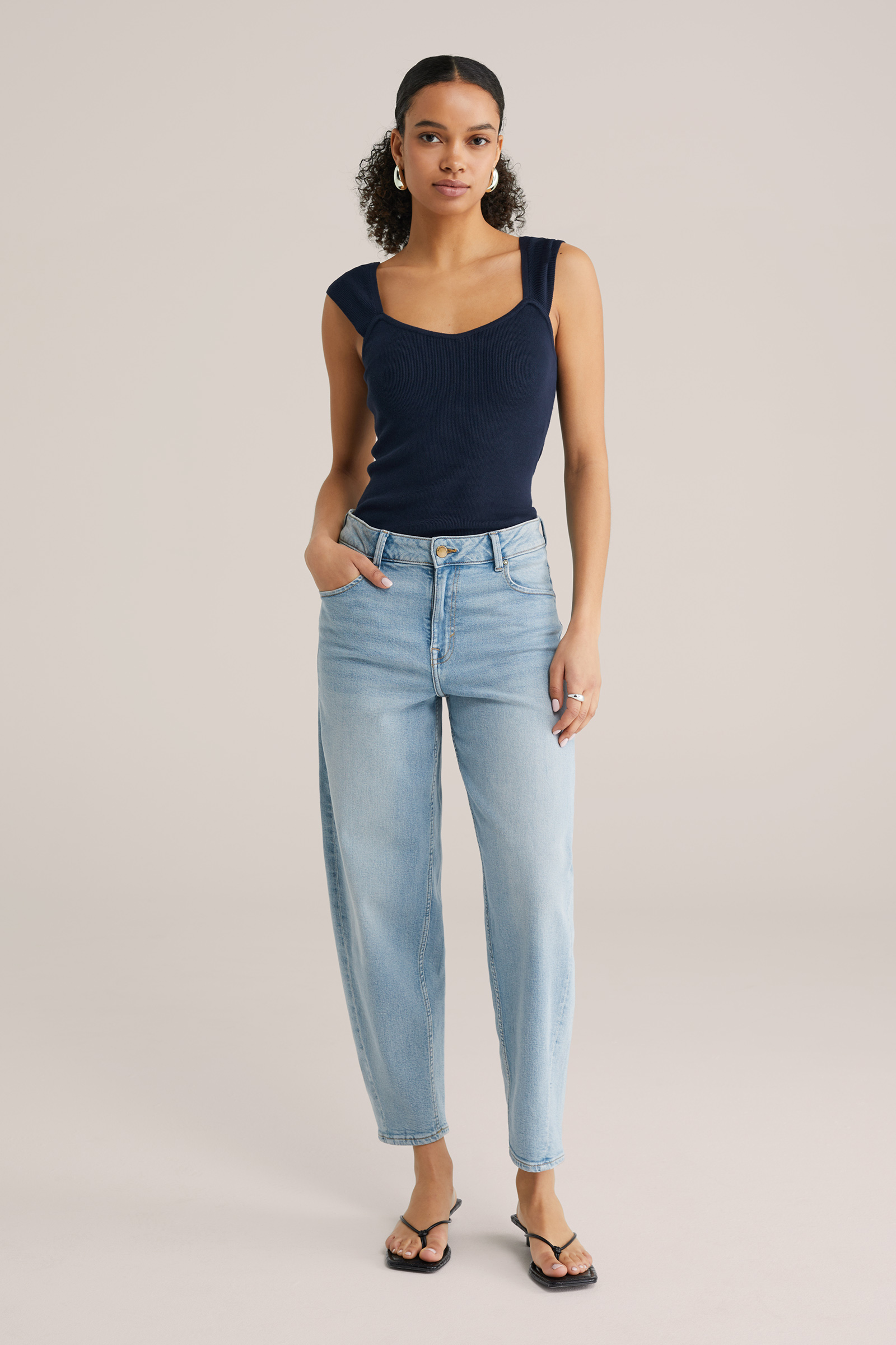 Dames singlet van ribstof