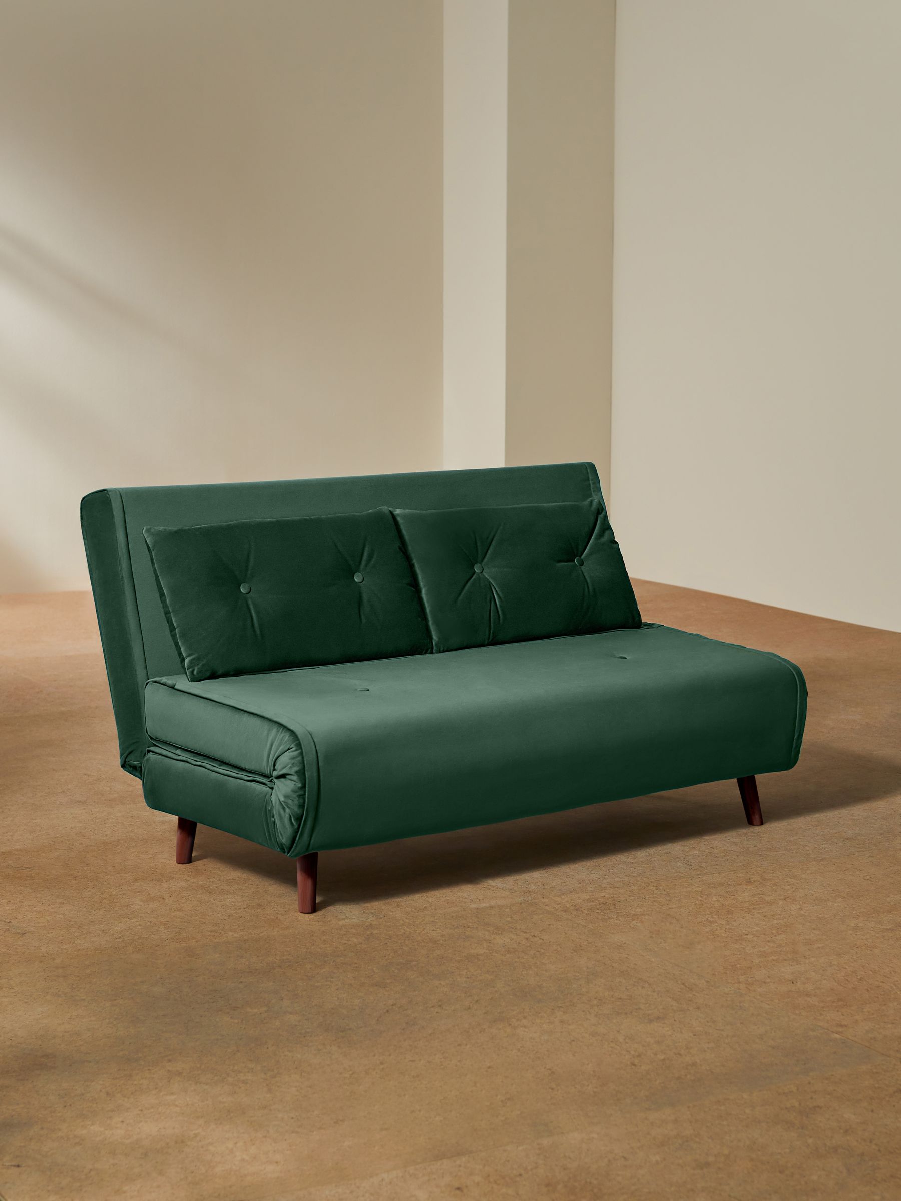 Regular Haru 2 Seater Sofa Bed in Smooth Velvet Moss Green