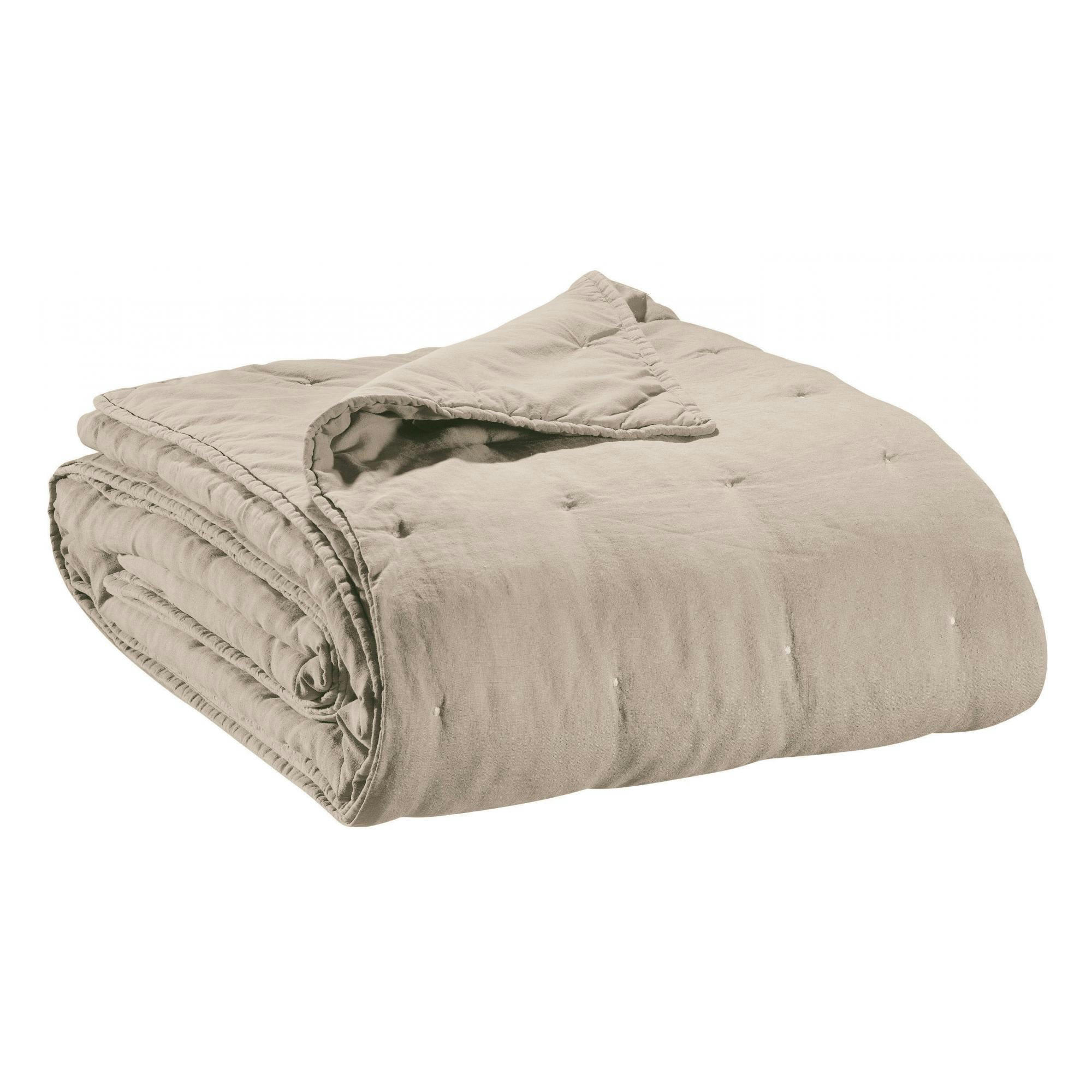 ZEFF - Jeté de lit stonewashed  en lin naturel 240 x 260