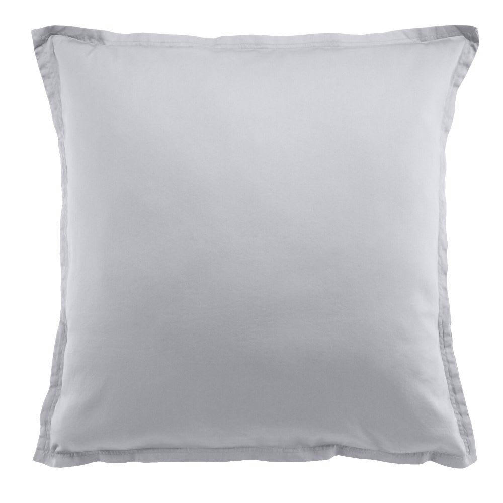 - Taie d'oreiller carrée satin de coton gris 65x65 cm
