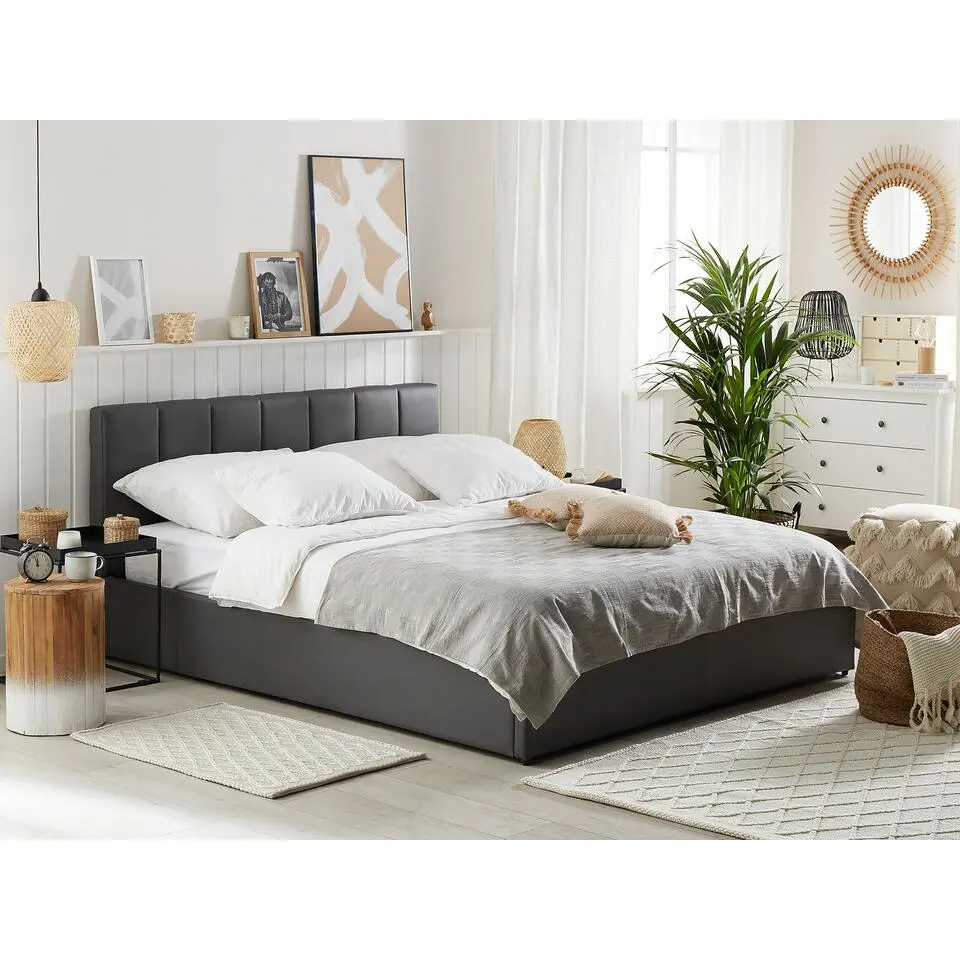 DREUX - Bed met opbergruimte - Grijs - 140 x 200 cm - Kunstleer