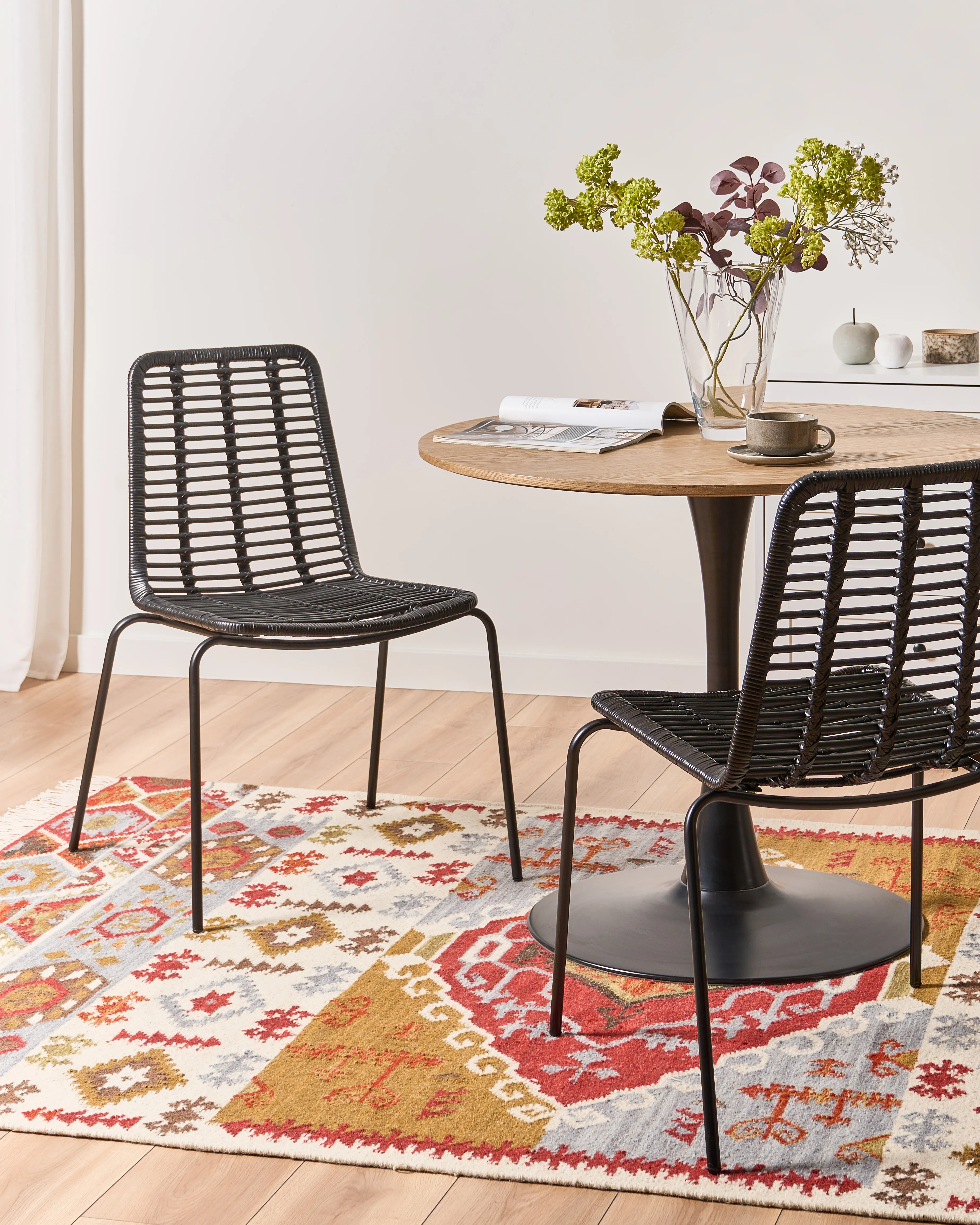 Set of 2 Dining Chairs TAOS Rattan Black