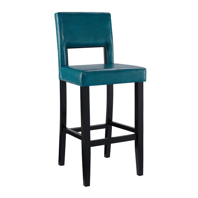 Linon Warren Faux Leather Aegean-Blue 30-inch Bar Stool