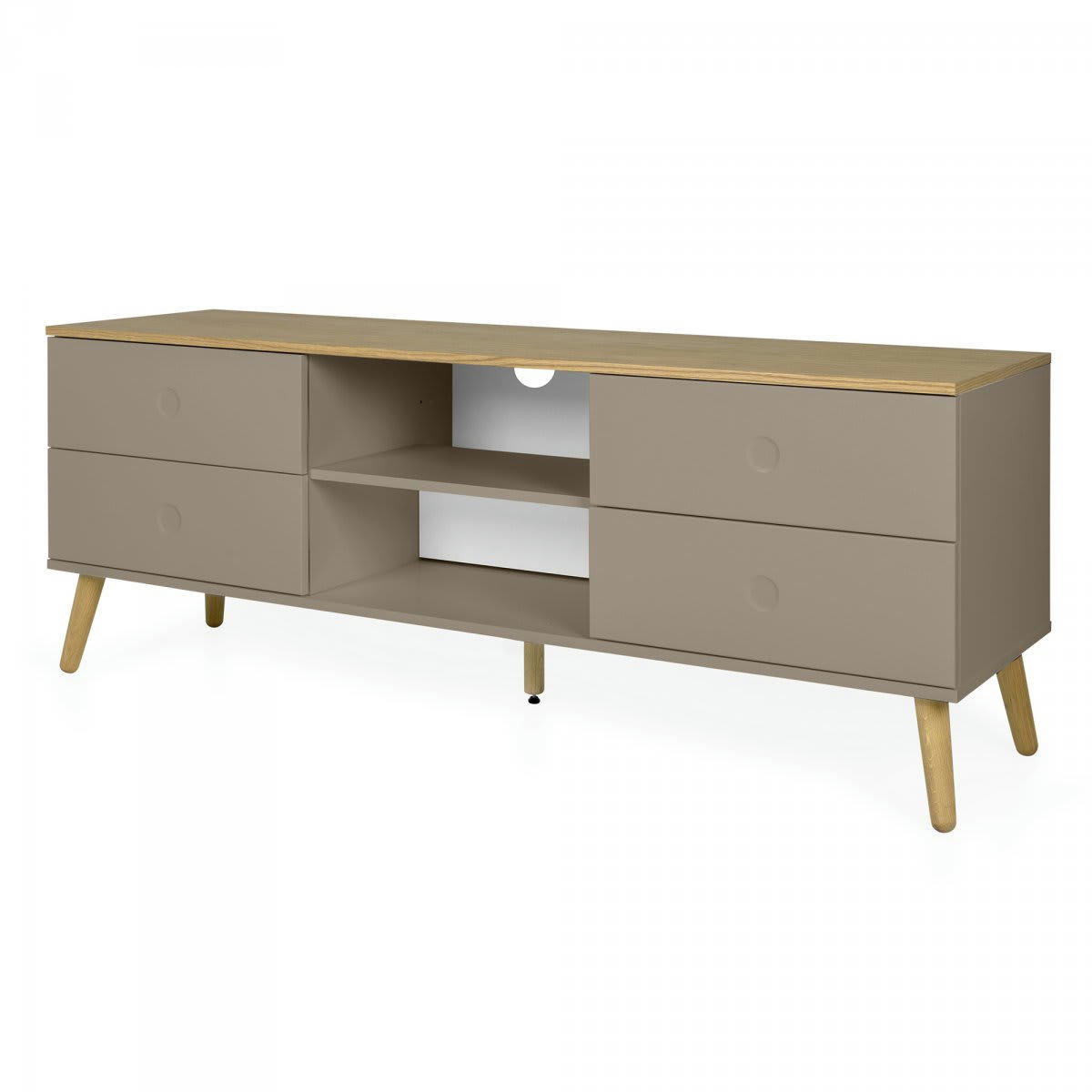 REZIO - Meuble TV scandinave effet bois taupe