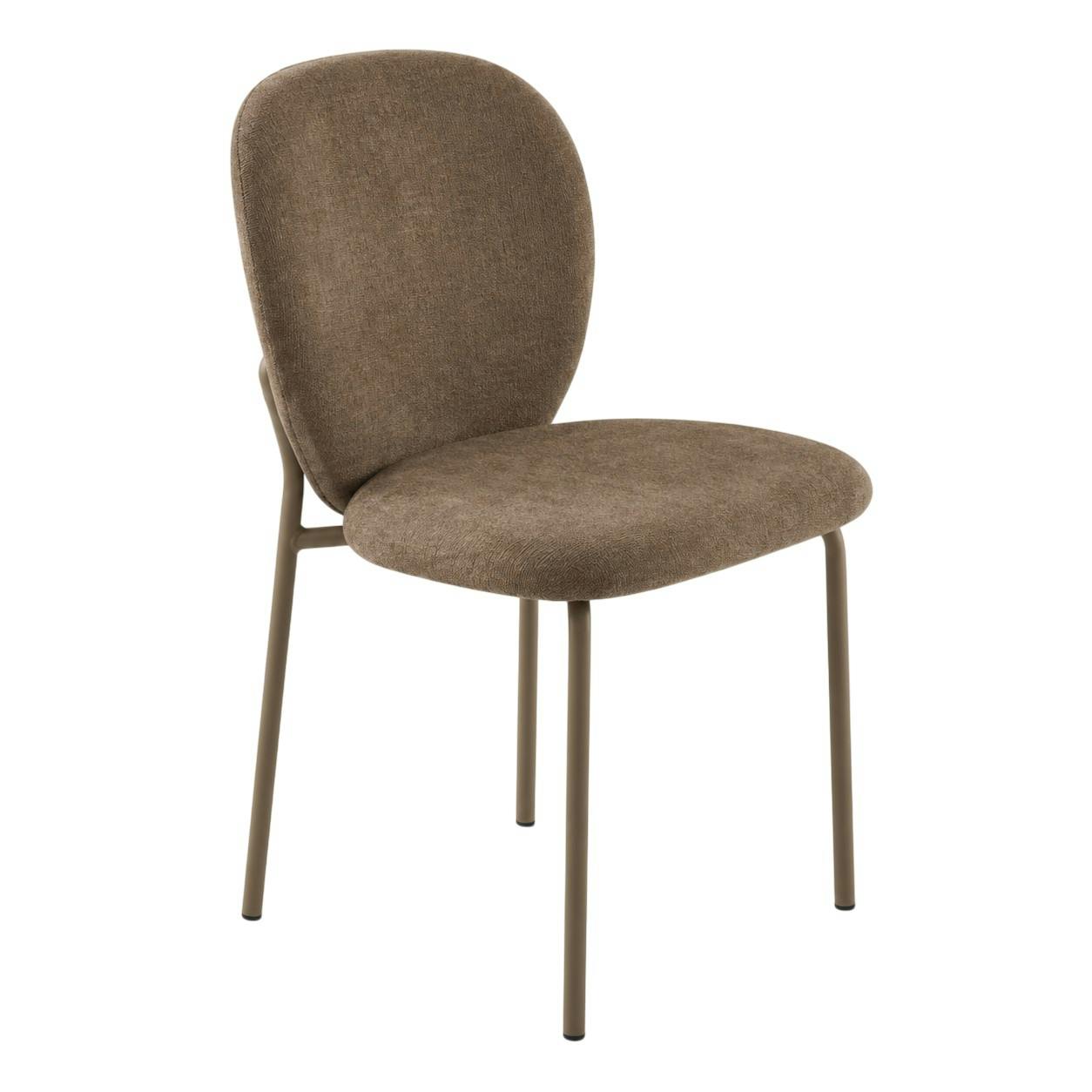 Chaise tissu marron design arrondi (lot de 2) LORA