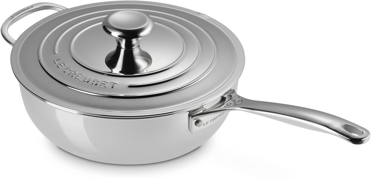 Le Creuset Tri-Ply Stainless Steel Pan 3.5 Quart Nonstick Saucier