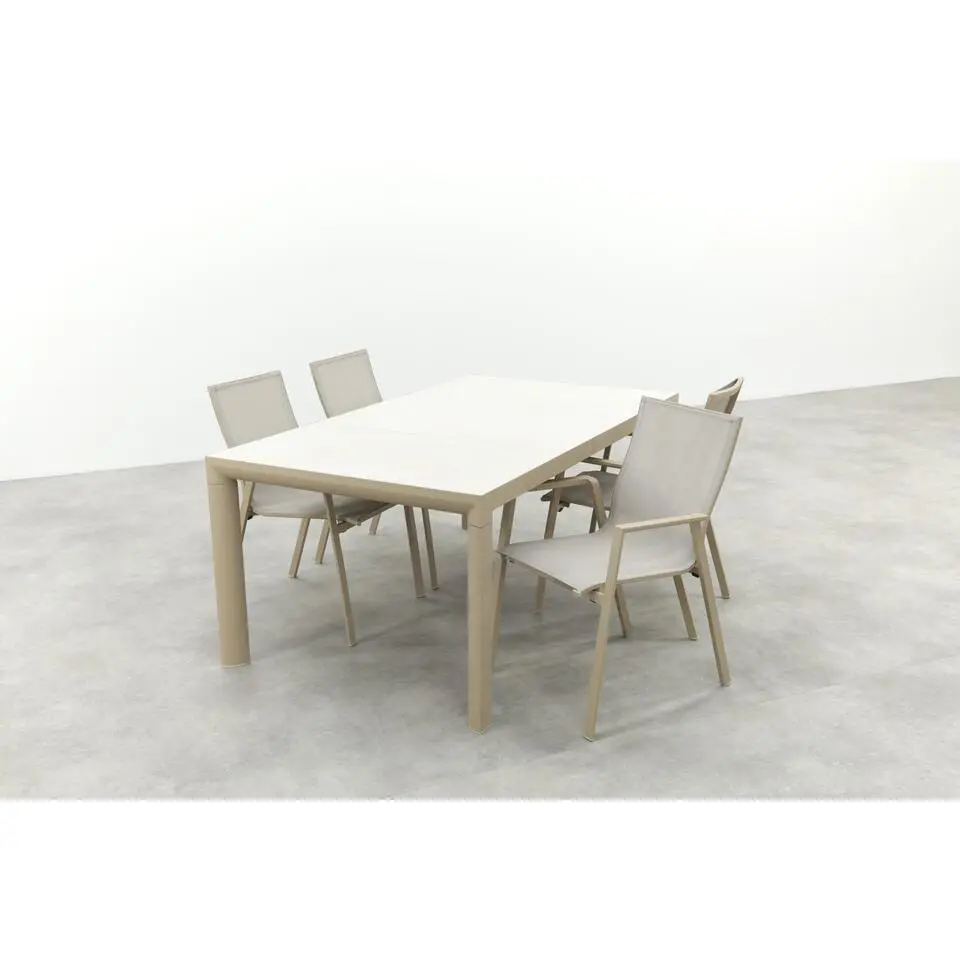 VDG Atmos/Kings stapelbare 4-persoons tuinset 180x100 cm. - latte