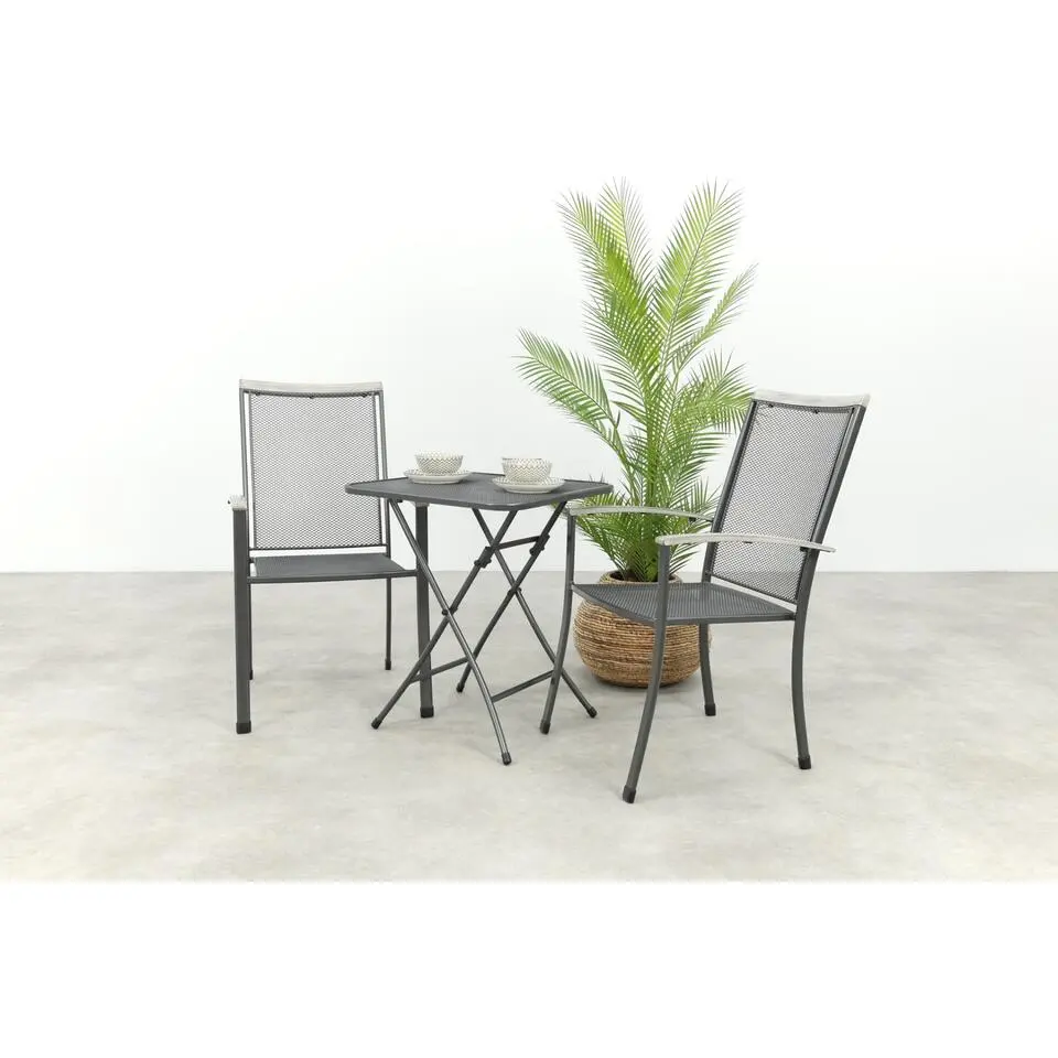 Royal Garden Balero stapelbare balkonset 3-delig strekmetaal 60x60 cm