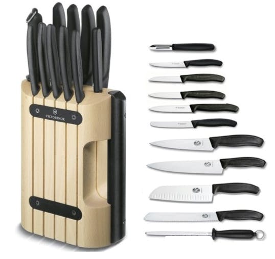 Victorinox 11Pc Classic Cutlery Block Set 11 Piece Beechwood / Black