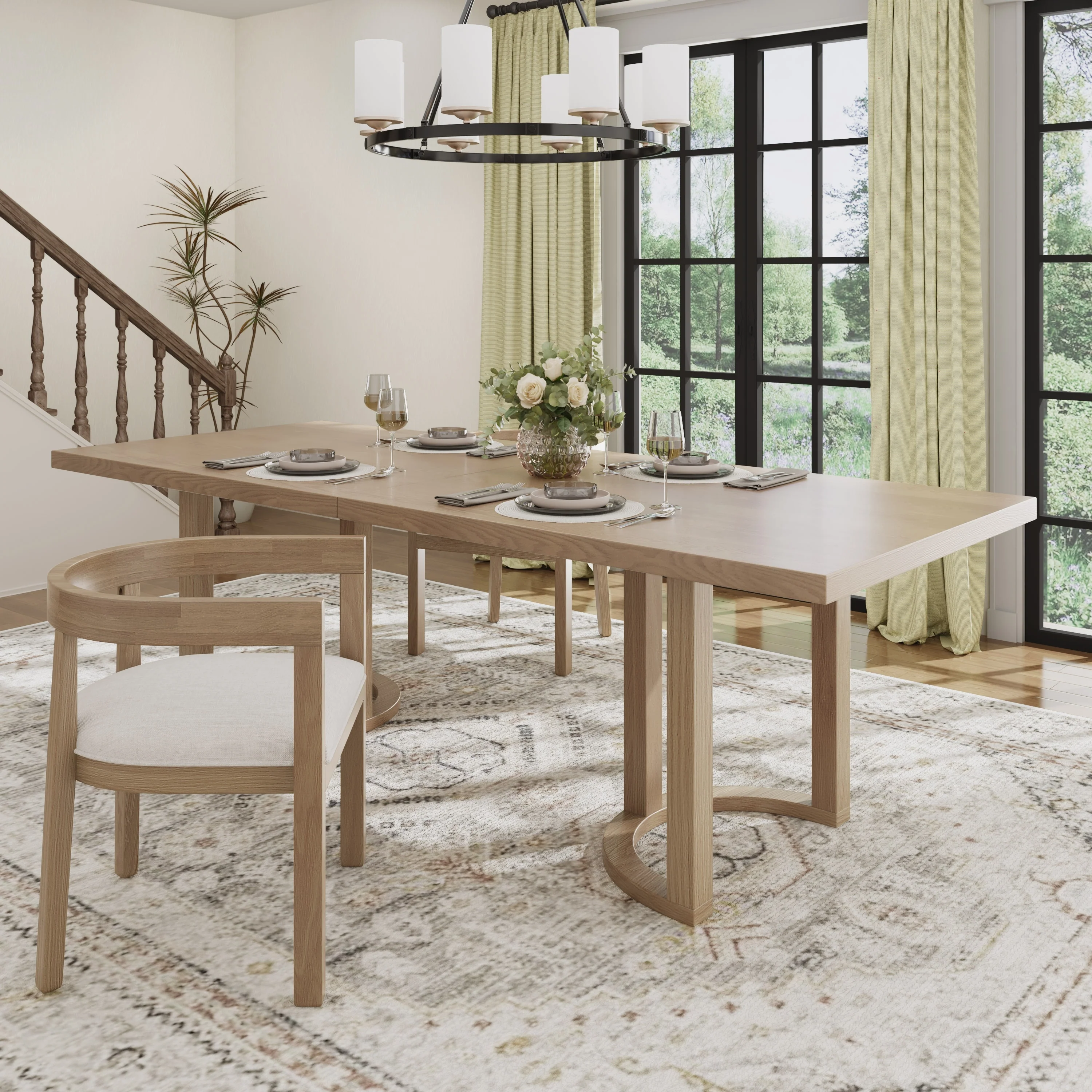 Kenneth Modern 95-Inch Dining Table with U-Shaped Trestle Base by Christopher Knight Home