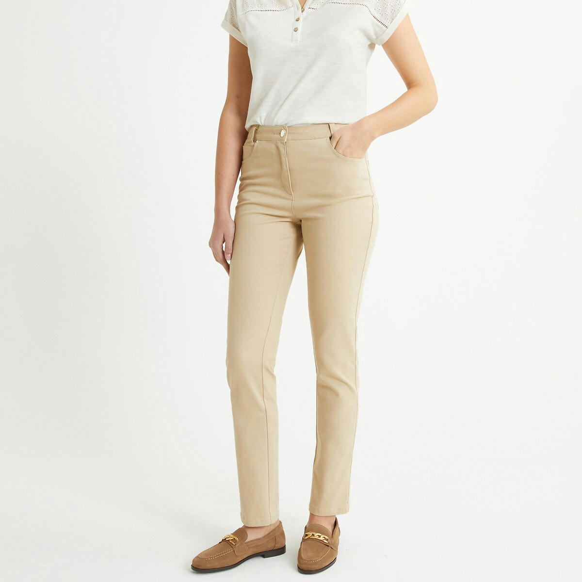 Pantalon droit 5 poches coton stretch