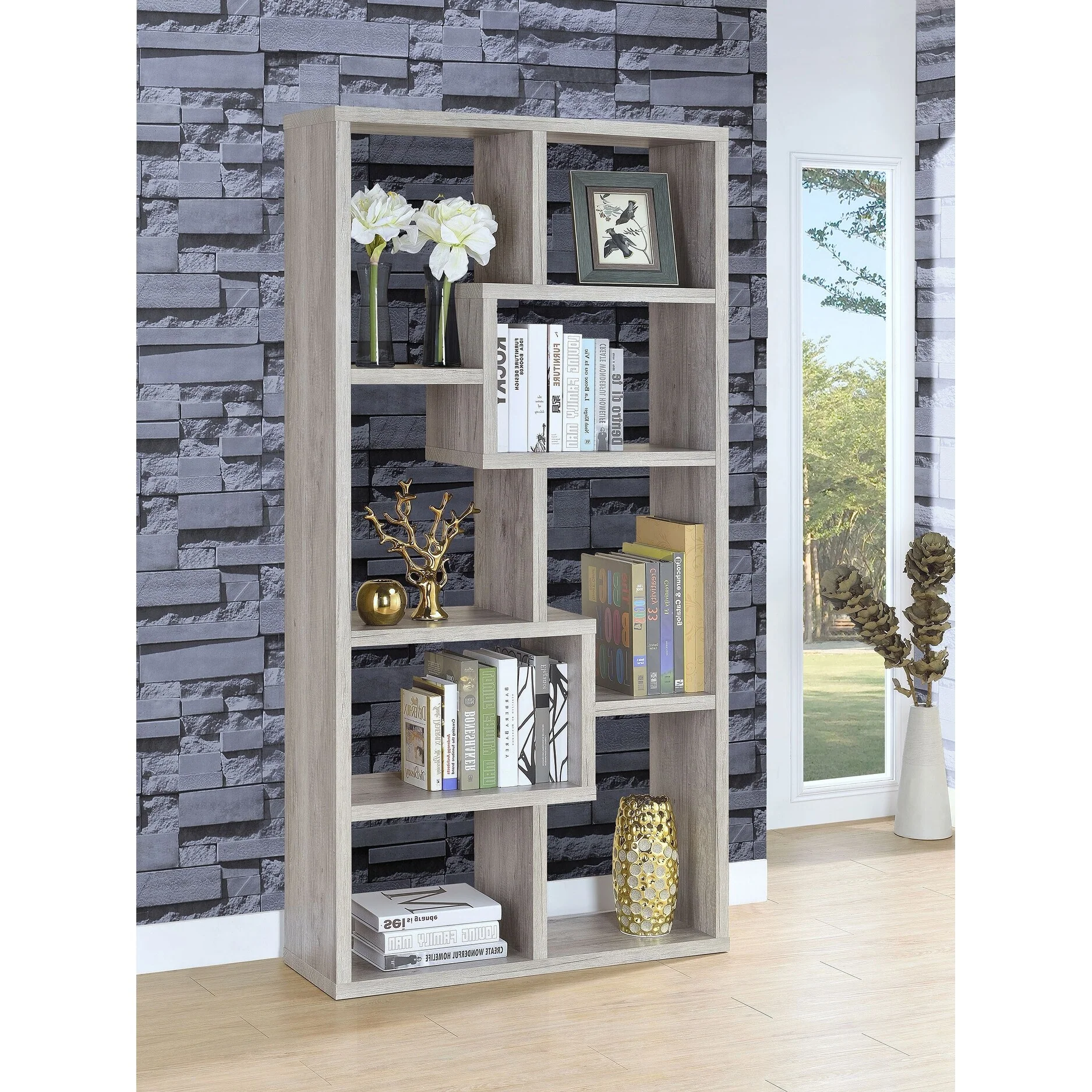 Sturdy Geometric Bookcase with Abundant Shelves for Versatile Storage