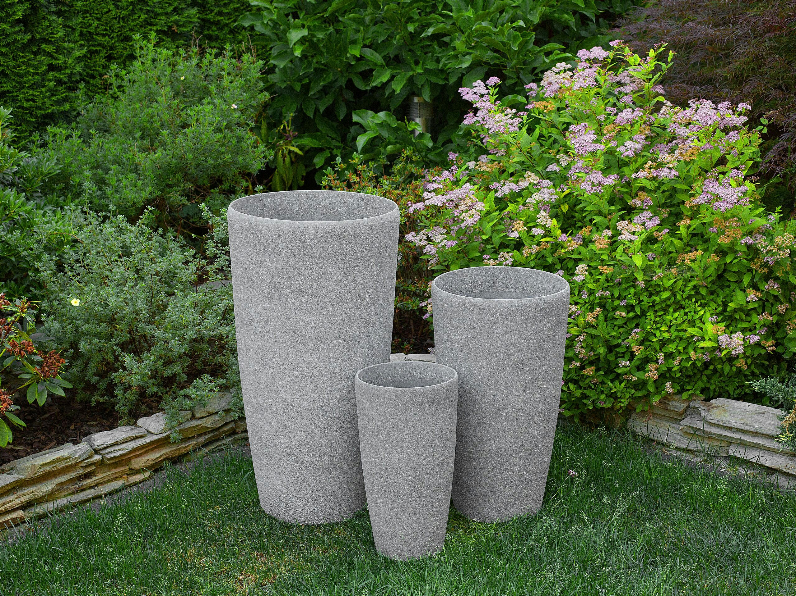 ABDERA - Cache-pot d'extérieur en pierre gris H58