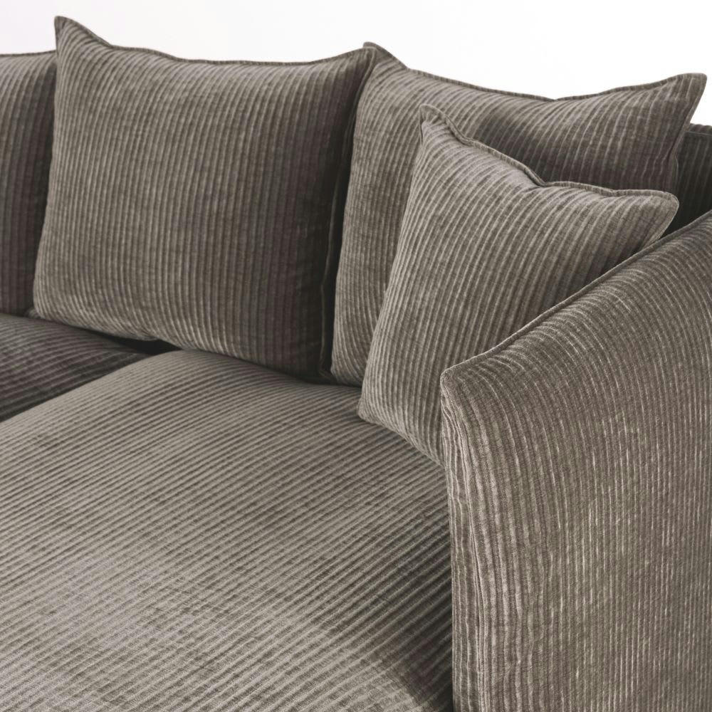 Louvain - Housse de canapé d'angle droit en velours côtelé marron écorce