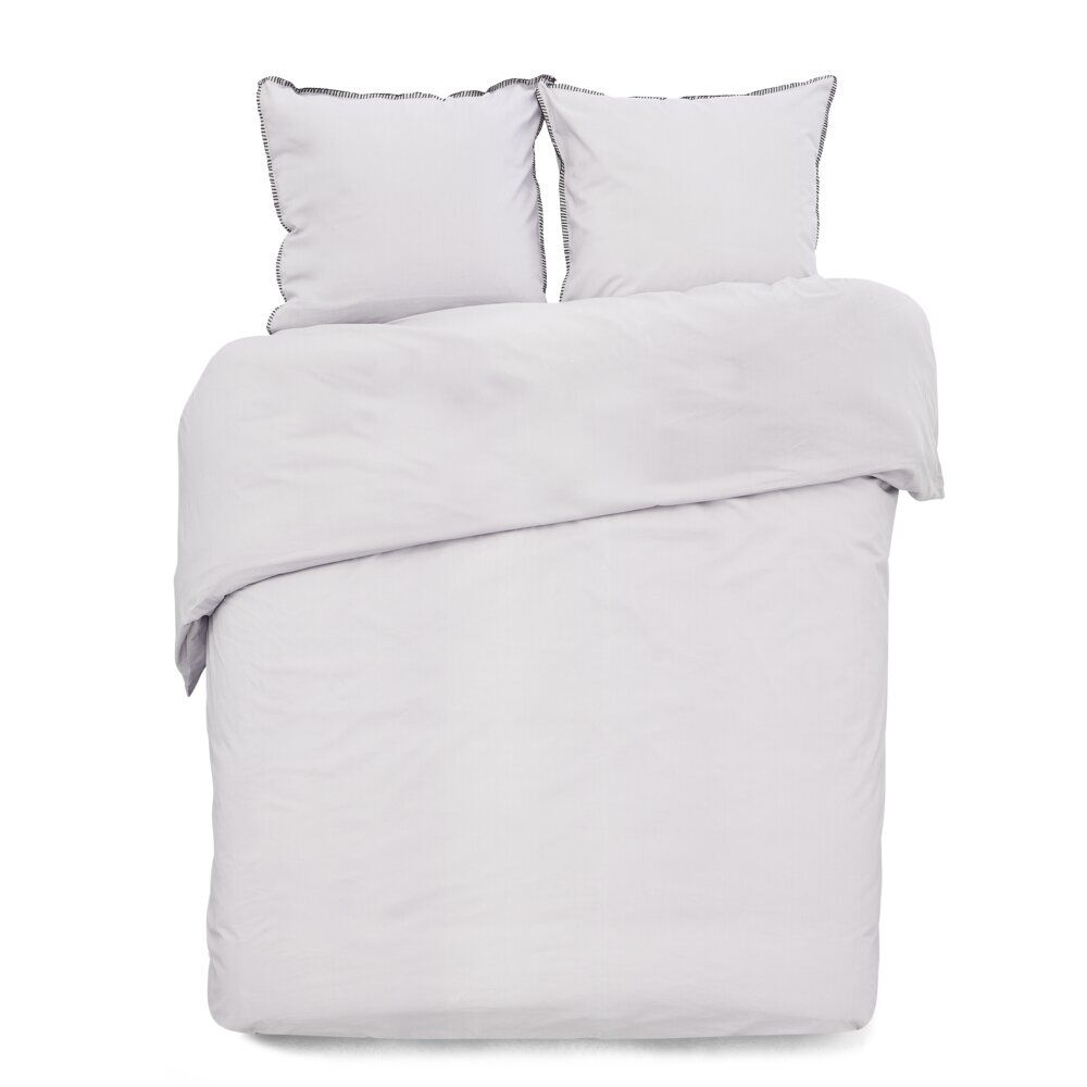 Parure de lit 2 personnes 240x220cm réversible gris uni