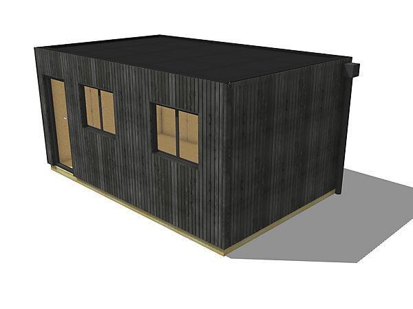 Bureau de jardin habitable en bois 5,5 x 3,5 x 2,7 m avec plancher isolé / menuiseries alu k-line
