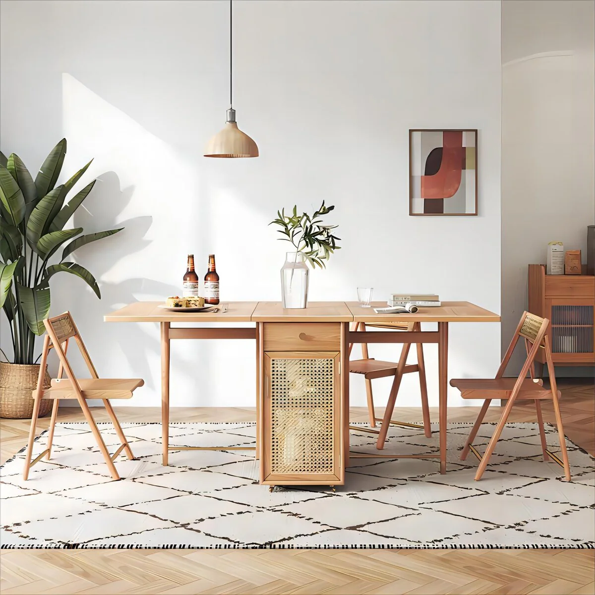 Simple Modern Furniture Full Solid Wood Dining Table Folding Kitchen Table Set