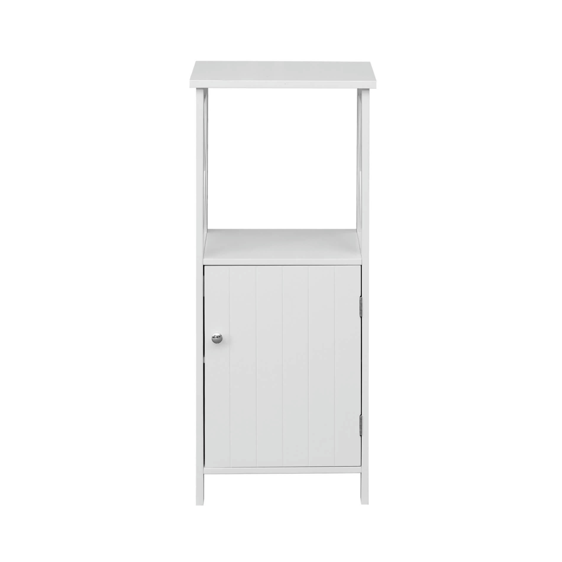 - Meuble colonne de salle de bain 1 porte étagère en MDF blanc