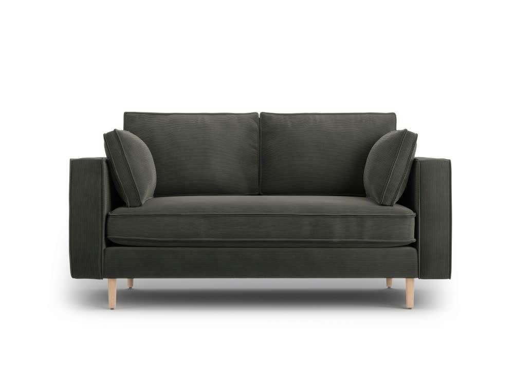 ALEXIS - Canapé 2 places en tissu structuré gris foncé