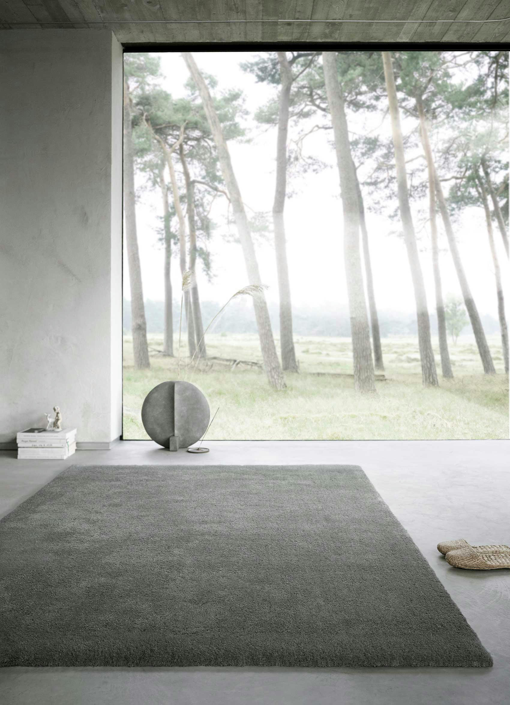 EMILIA - Tapis poils longs douces microfibre gris foncé 120x170