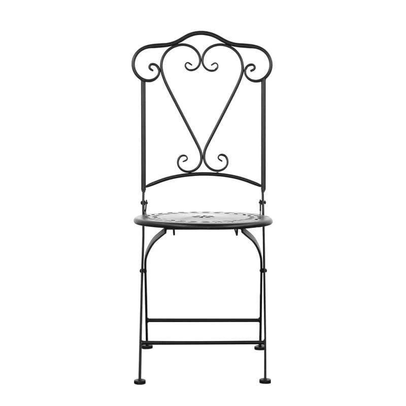 ELEONOR - Lot de 2 chaises bistrot d'extérieur en métal noir.
