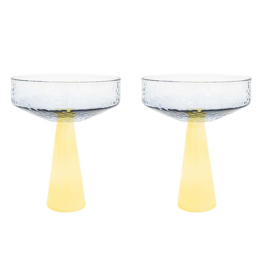 Brût Homeware coupe Claude - blauw geel topaas - set van 2