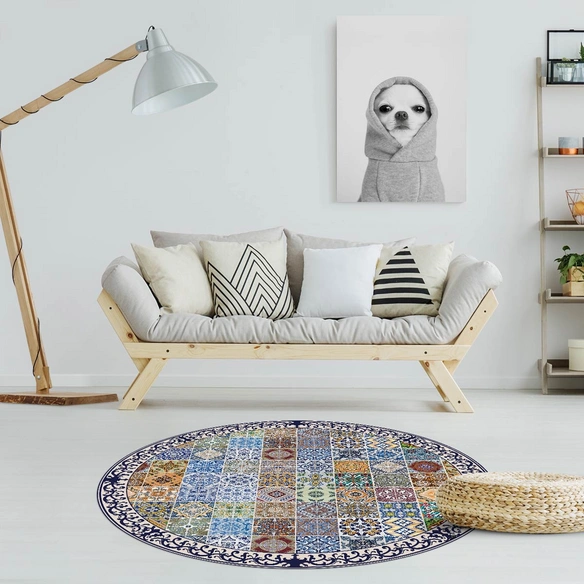 Vinyl Teppich »Pablo«, BxL:136 cm x 136 cm, blau|rot|grün
