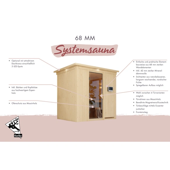 Sauna »Kothla«, inkl. 9 kW Saunaofen mit integrierter Steuerung, für 3 Personen
