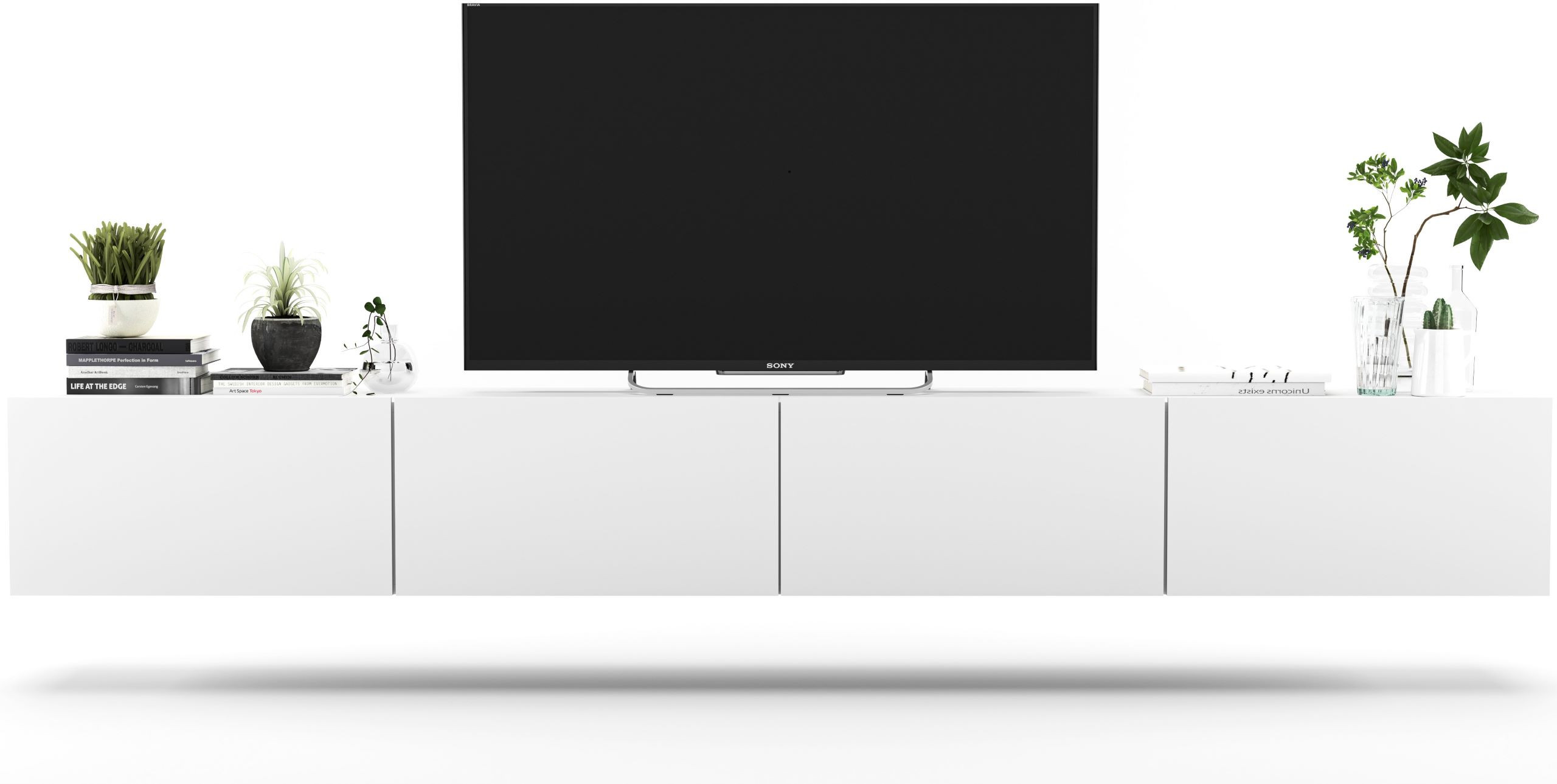 Szafka RTV Loft wisząca komoda RTV biała MAT 240cm