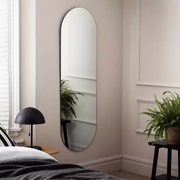 Habitat Black Frameless Oval Wall Mirror - 150x50cm