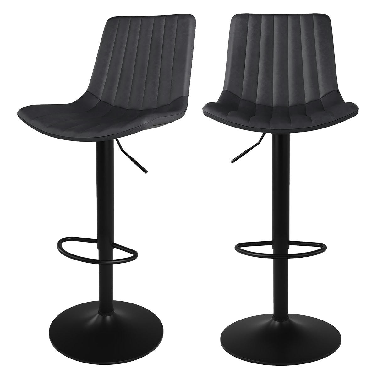 KILLI - Chaise de bar réglable 62,5/83 cm gris foncé (lot de 2)