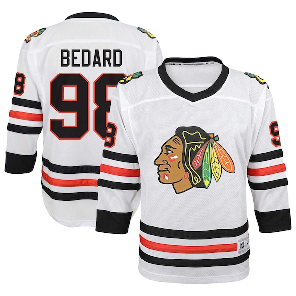 Connor Bedard Chicago Blackhawks Youth Away Replica Player Jersey - White/Red