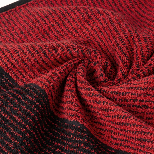 Ręcznik Leon 30x50 czarny ze wzorem w paski frotte 500g/m2
