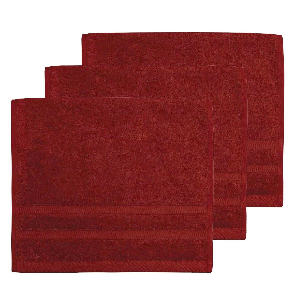 SENSILK - Lot de 3 serviettes invité 600 gr/m²  cardinal 30x50 cm