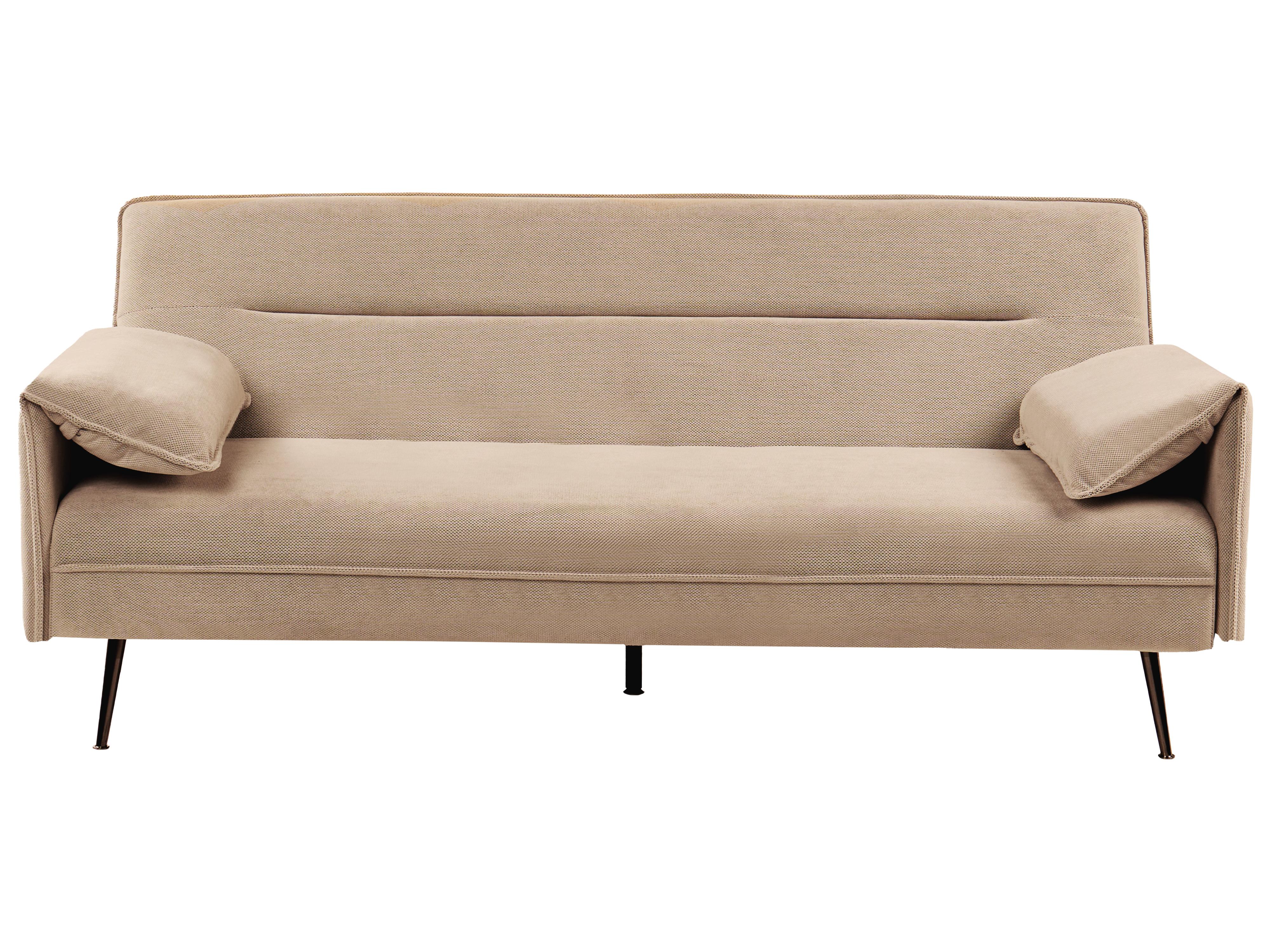 Sofa Bed 3 Seater VAYLA Fabric Light Brown