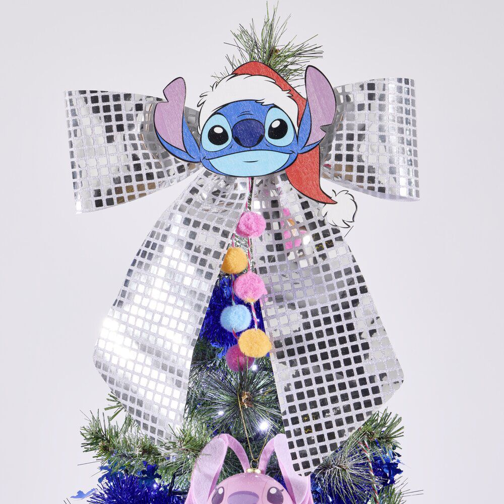 Noeud de No&euml;l Stitch à suspendre effet miroir 40X40cm
