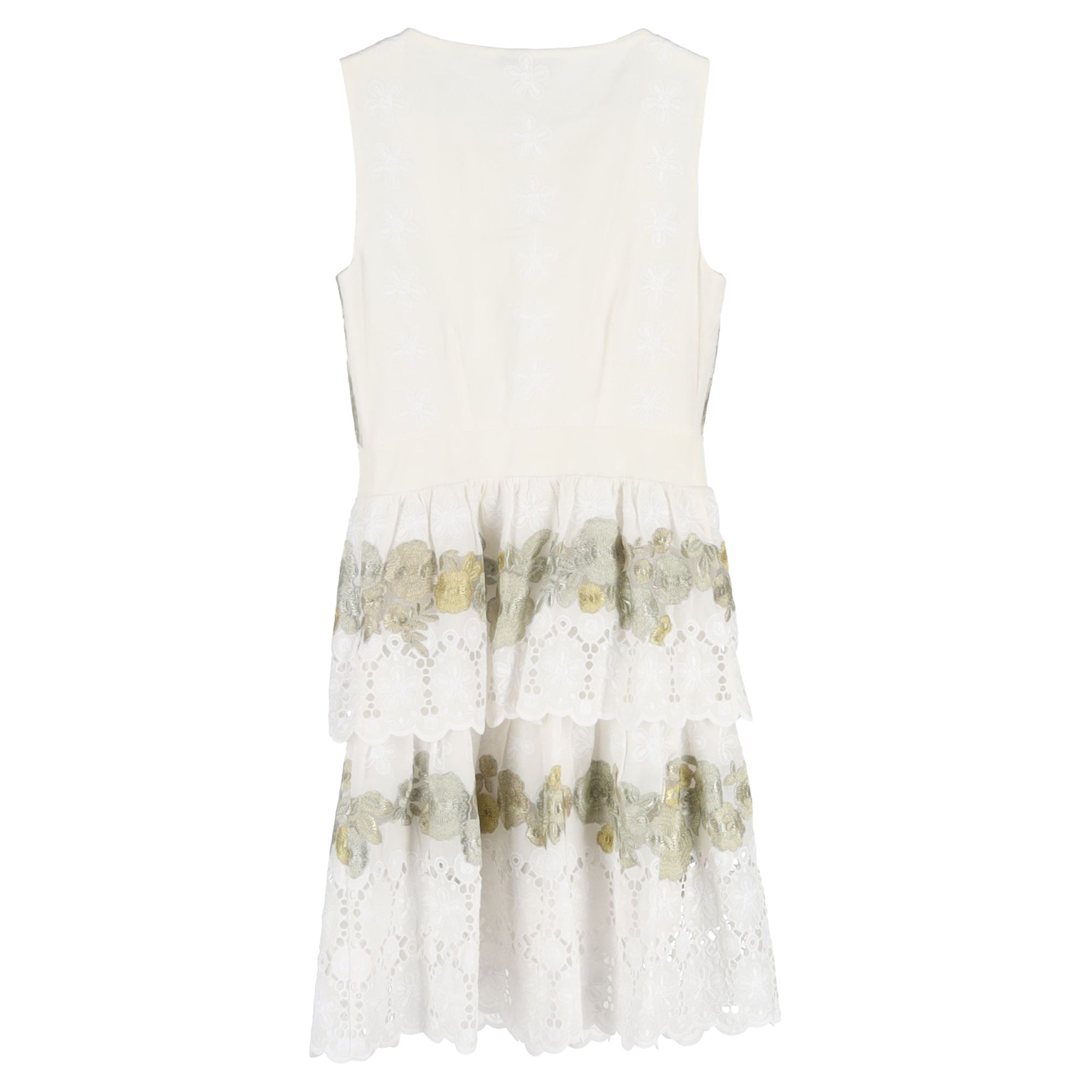 Diane Von Furstenberg Preloved Floral-Embroidered Mini Dress in White Cotton