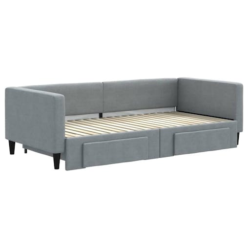 NNEVL Daybed with Trundle and Drawers Light Grey 90x190 cm Fabric