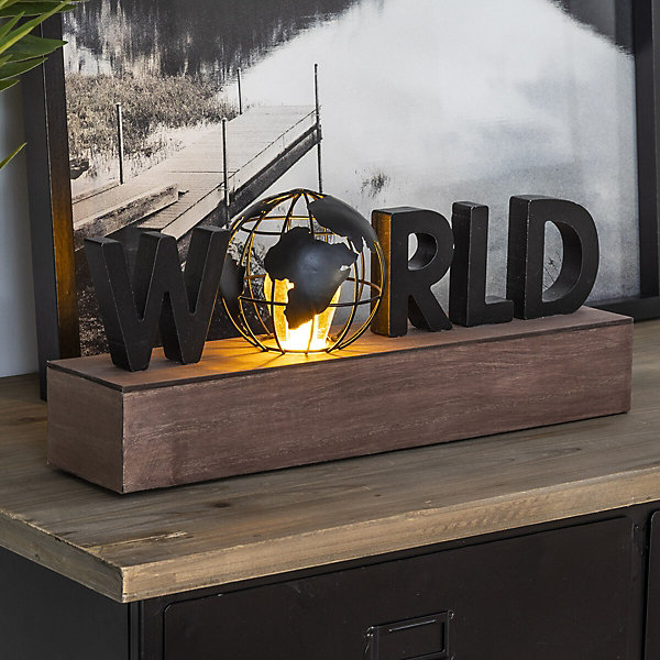 Lampe mot World - noir L38 cm - Atmosphera