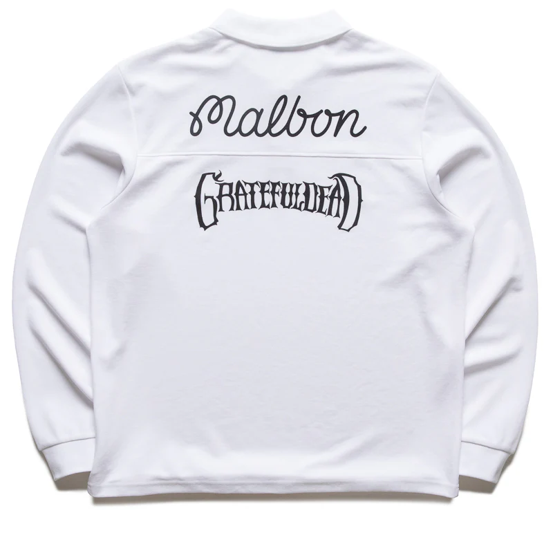 Malbon Golf x Grateful Dead Stealie L/S Polo - White