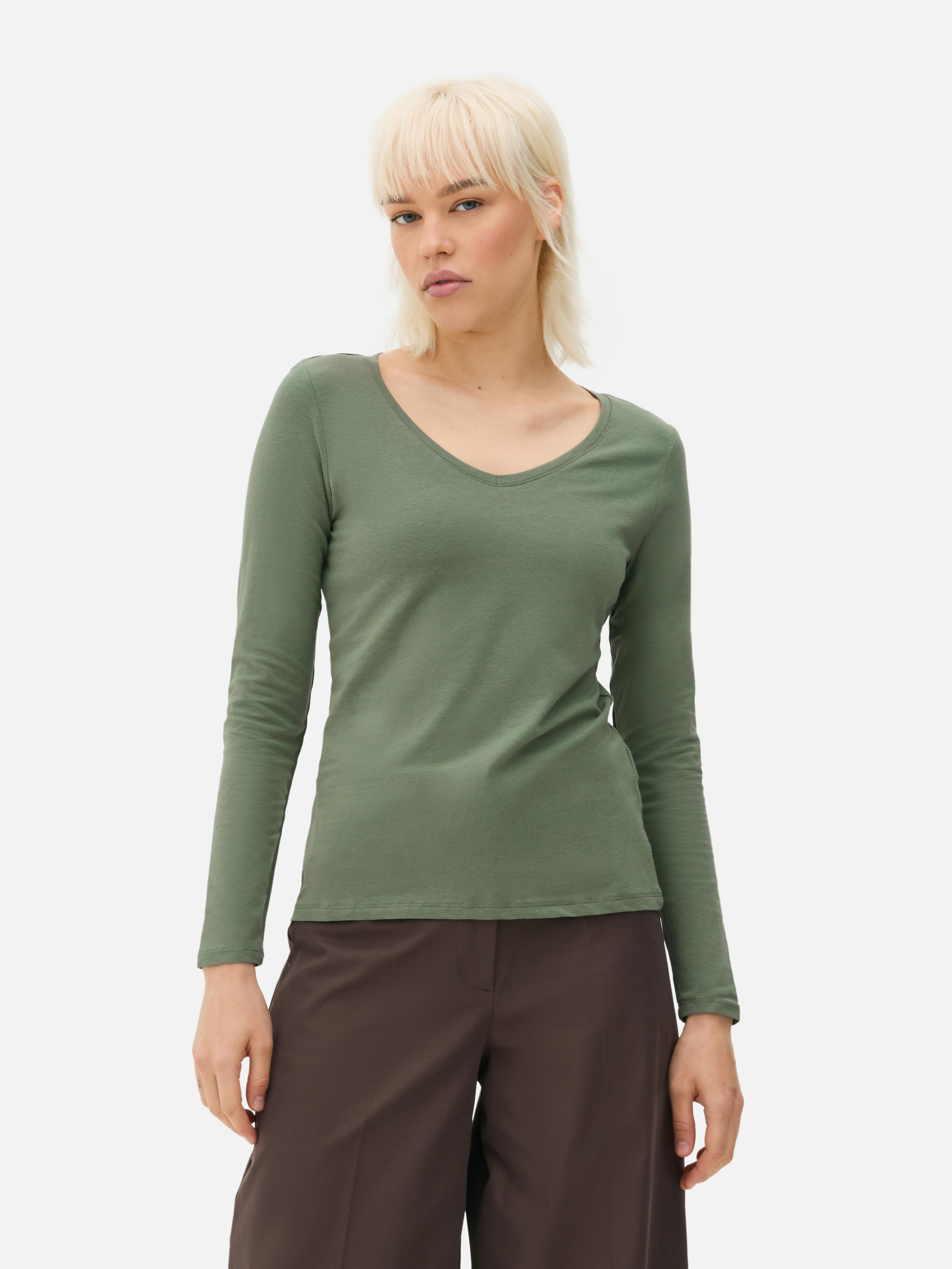 Long-Sleeve V-Neck Top