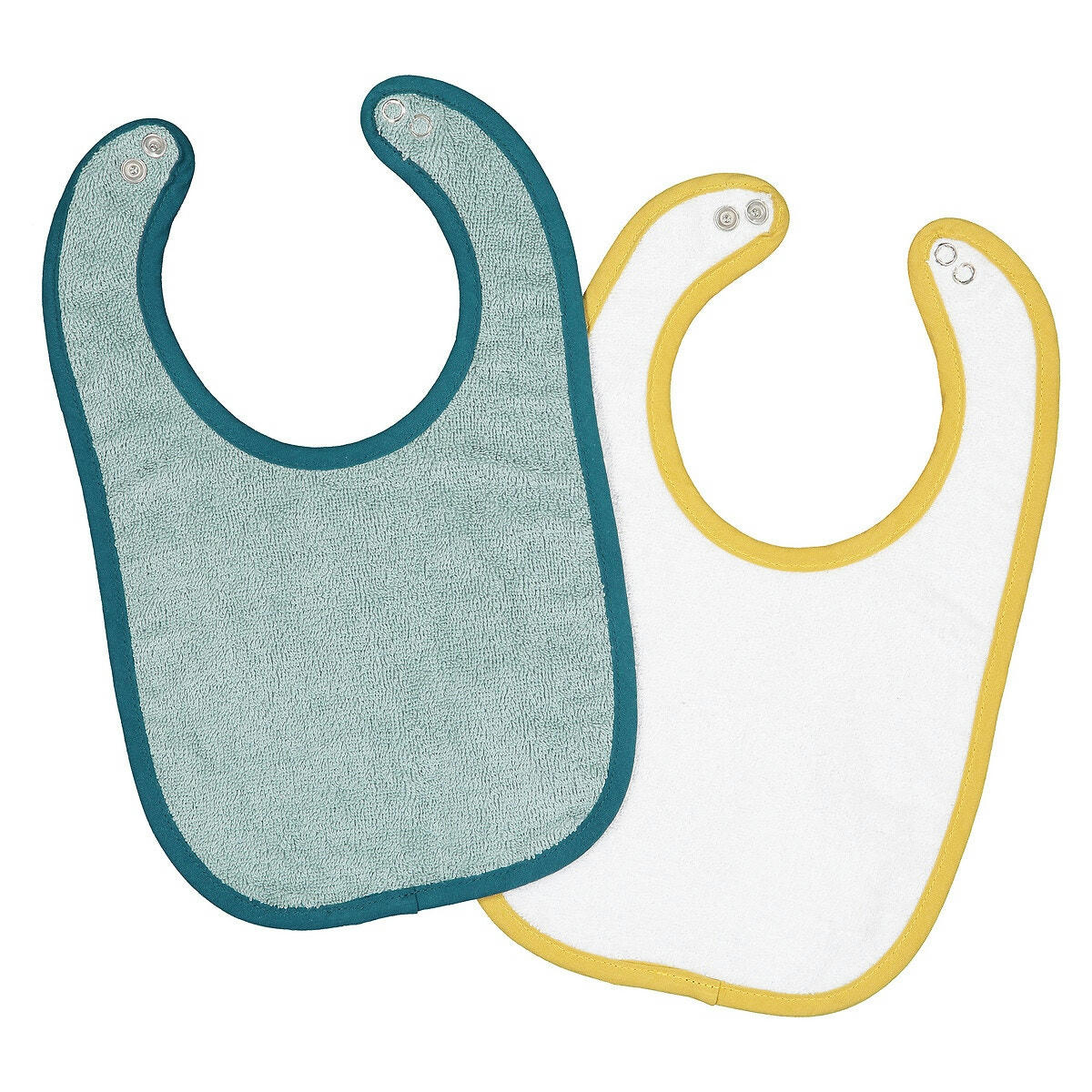 Lot de 2 bavoirs éponge coton bio, Azuris