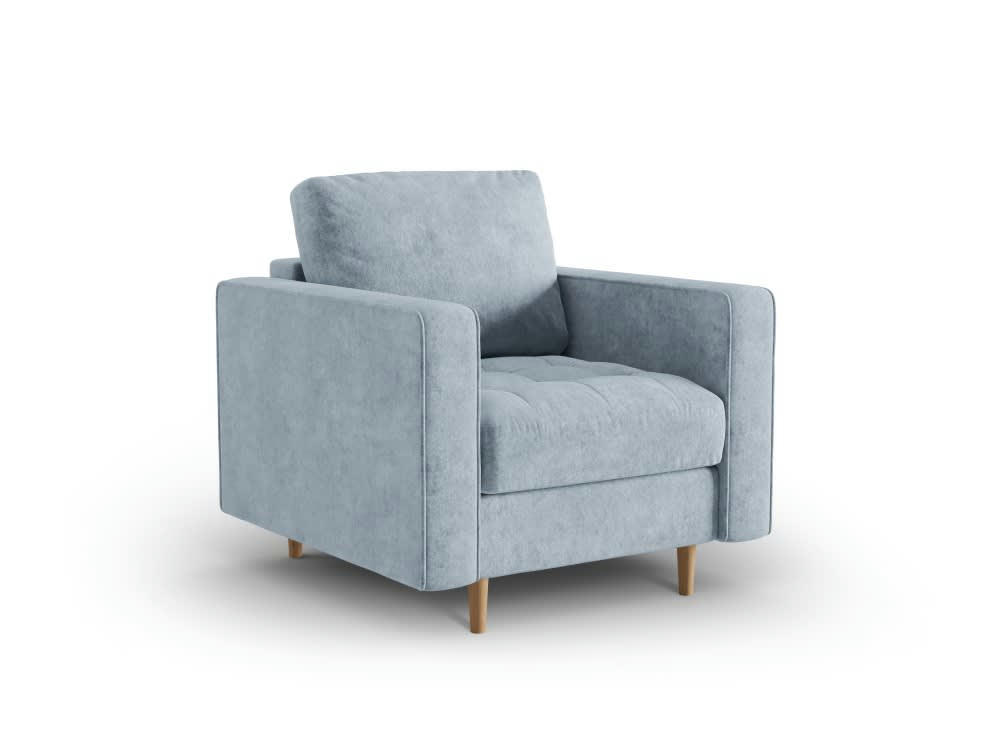 GOBI - Fauteuil en tissu structuré bleu clair