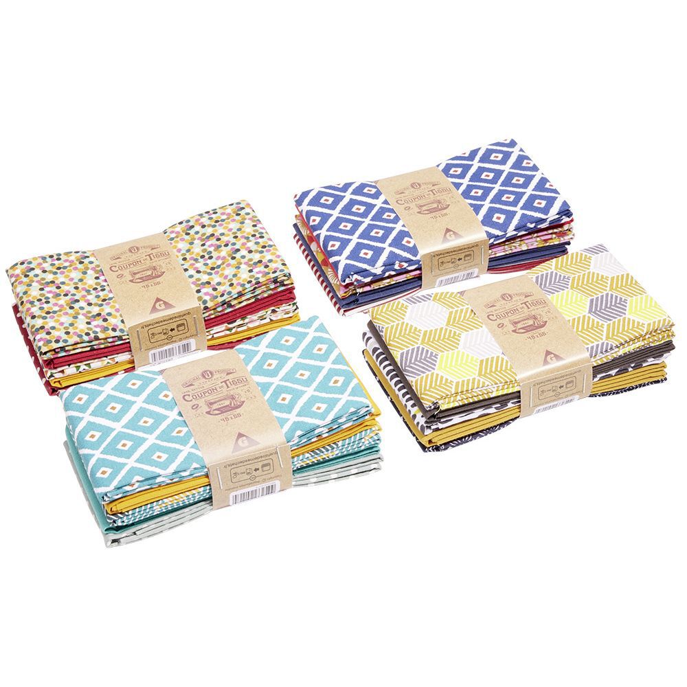 Lot de 5 coupons de tissu abstrait 100% coton 55x45cm