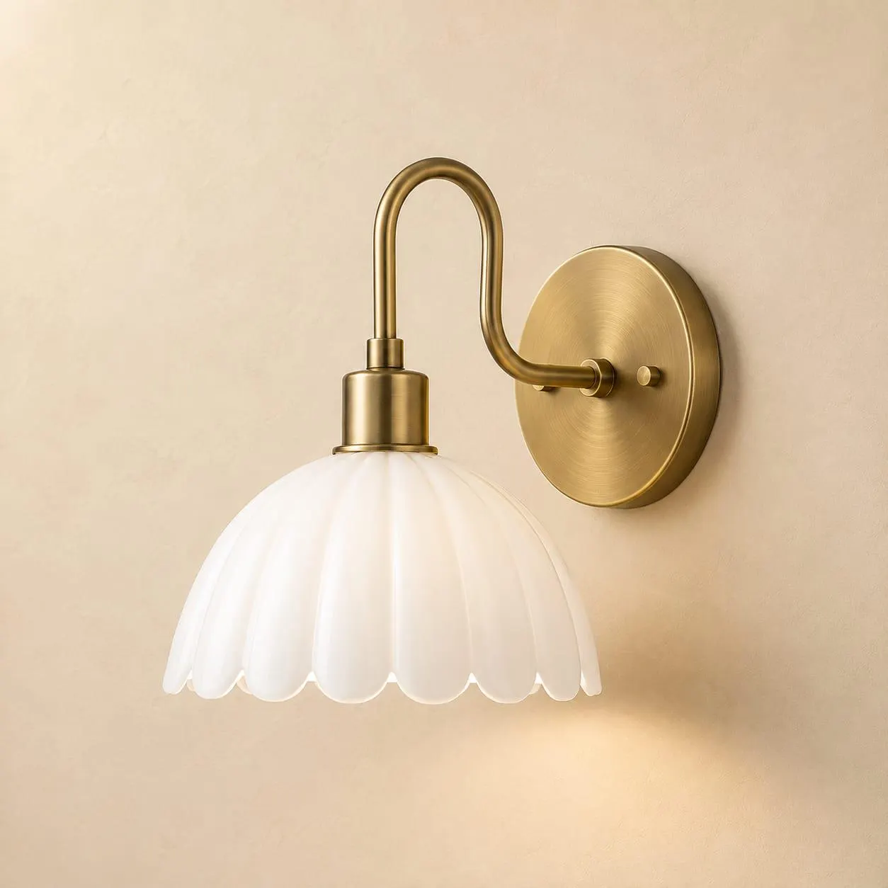 Handcrafted Brass Wall Sconce, Sculptural Modern Lighting Fixture, Warm Glow