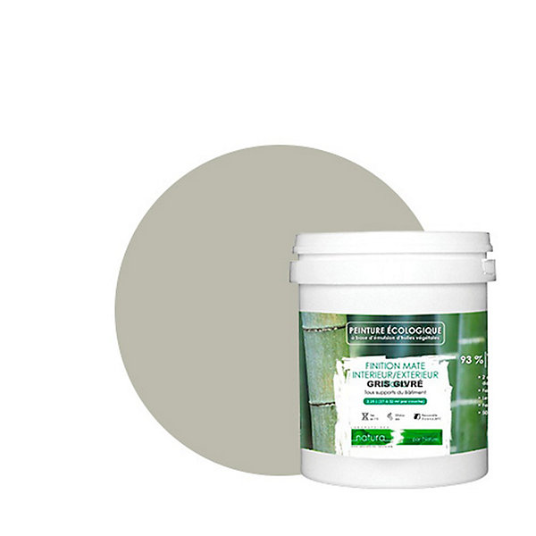Gris Givré Peinture interieur exterieur aspect mat Natura - Gris Givre - 1L