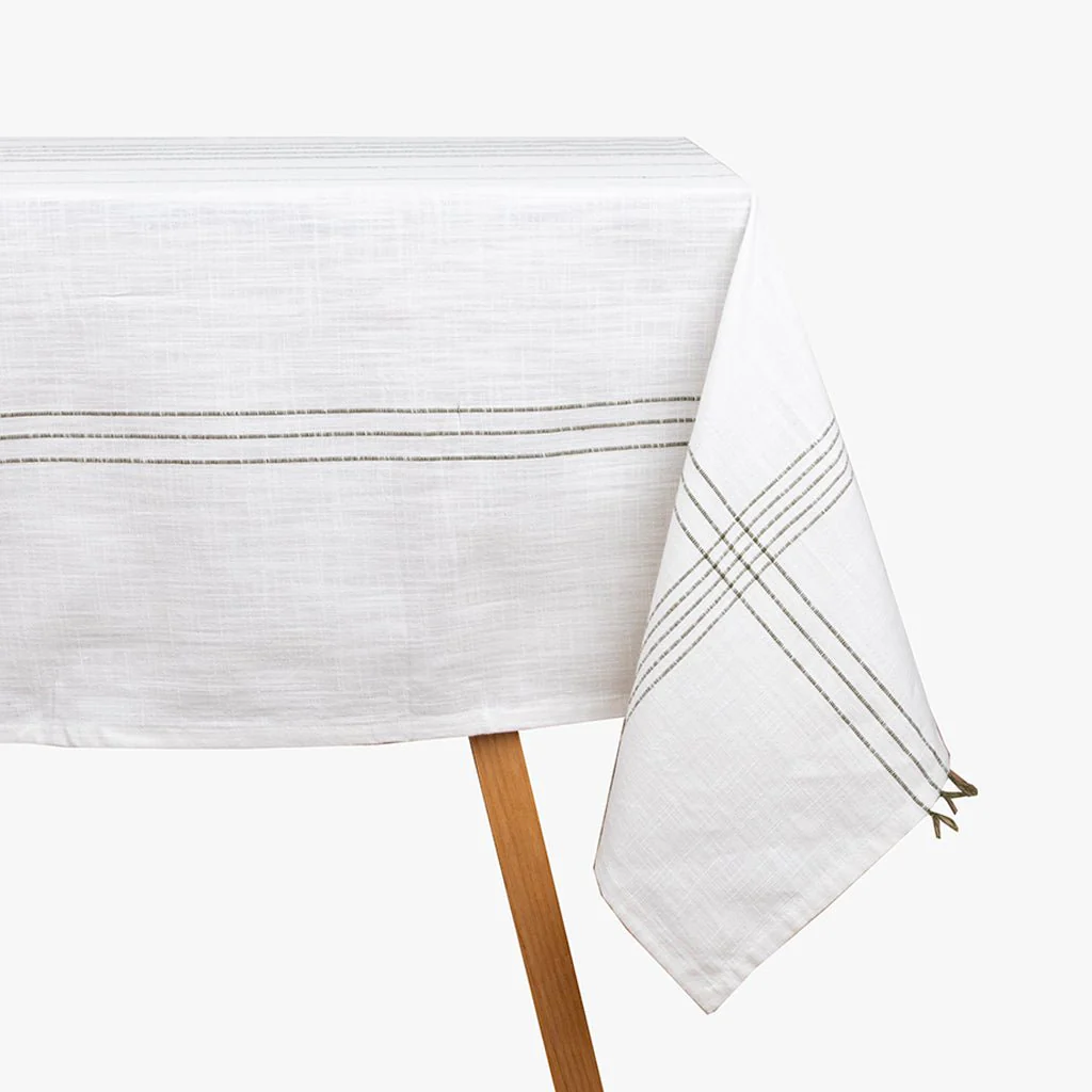 Toalha de Algodão com Franjas Bege e Verde 160x160 SOFT NATURE