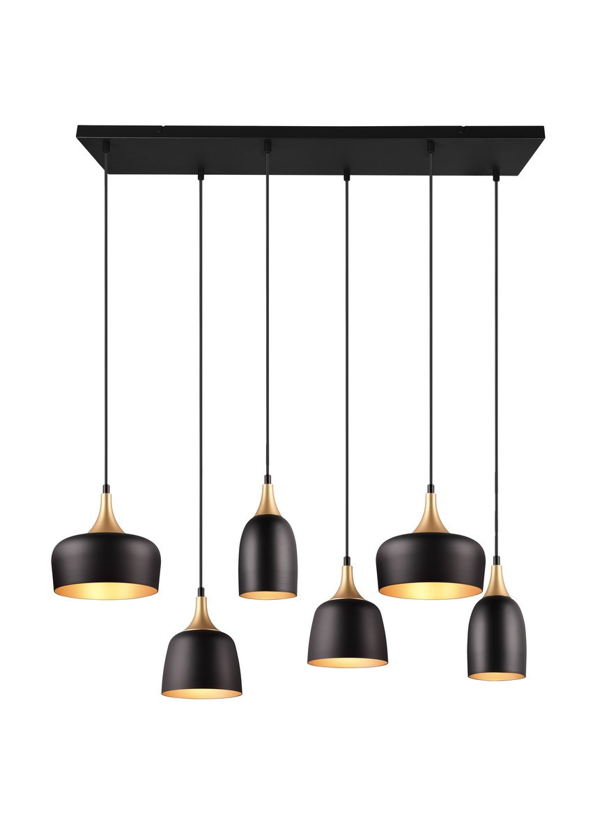Lampa wisząca czarna CHIRAZ 6xE27x25W wym: 150x90,5x32,5 cm Trio