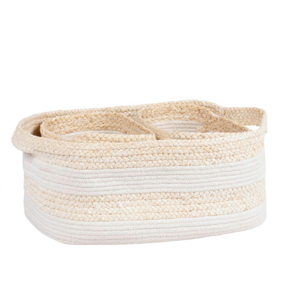 - Corbeilles en fibre de maïs et coton blanc (x3)