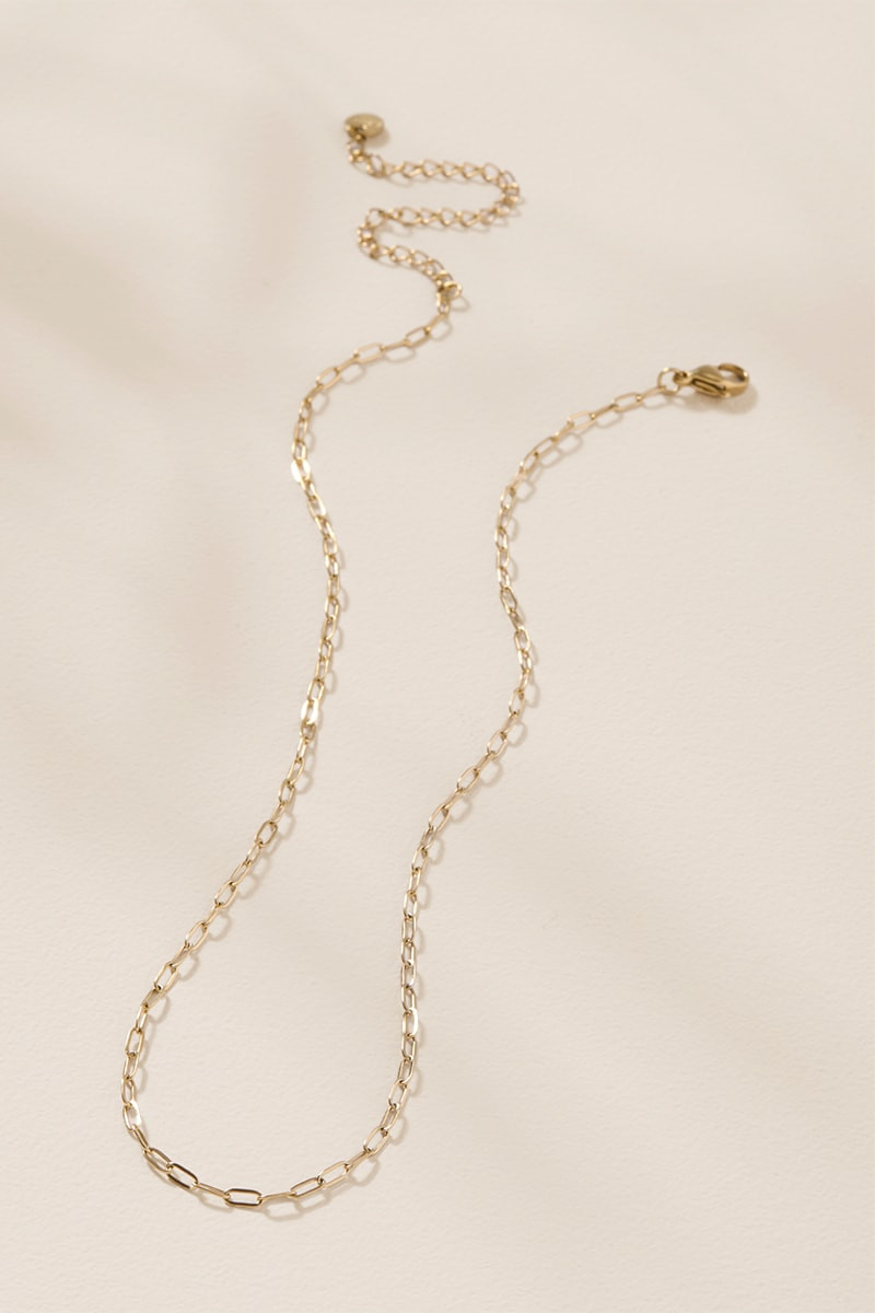 Ally Stainless Steel Mini Paperclip Necklace Gold